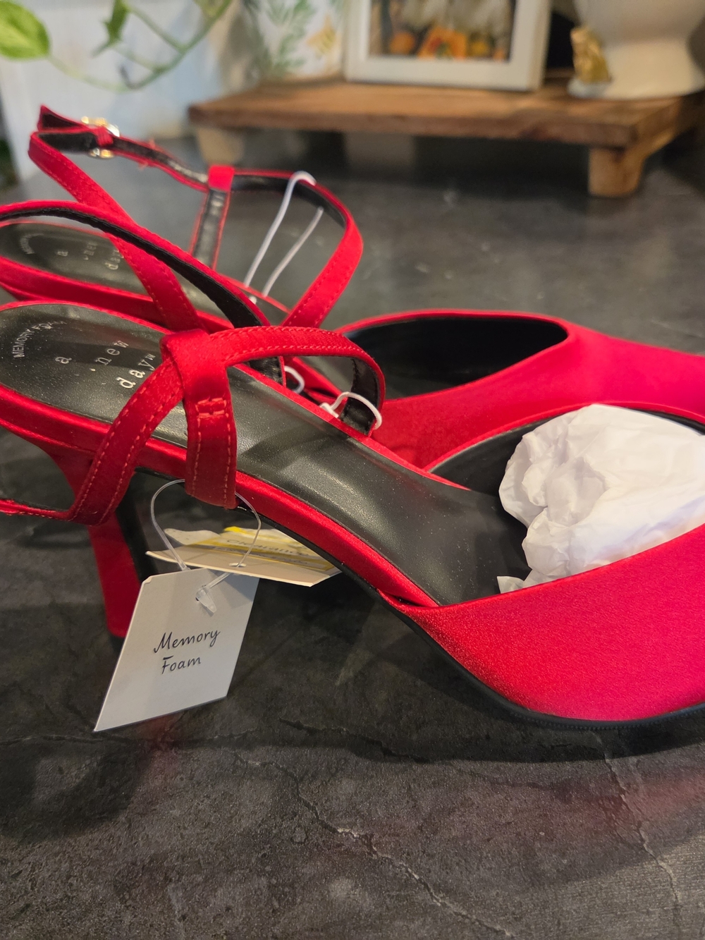 Red Strappy Memory Foam Women's Heels